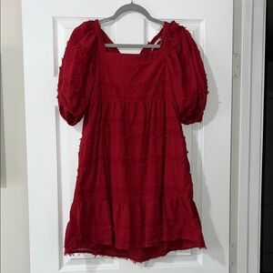 Altar'd State Scarlet Puff Sleeve Mini Dress